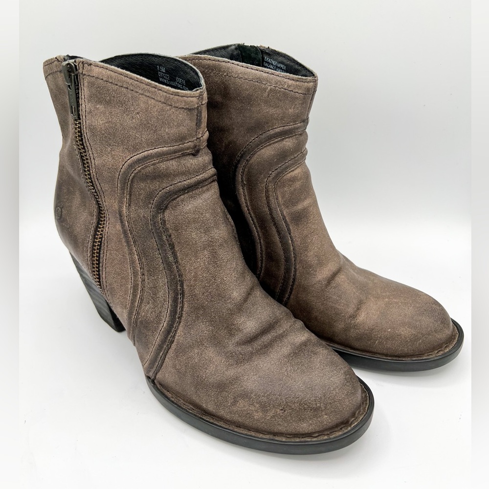 Born Genuine Leather Western Ankle Boots